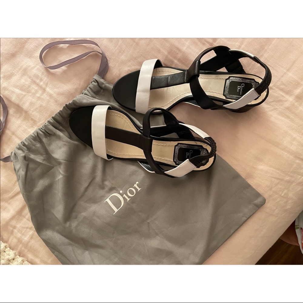 Christian Dior Two Tone T-Strap Sandals